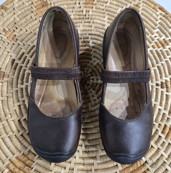 Keen Brown Leather Mary Jane Shoes 9 - Picture 1 of 8